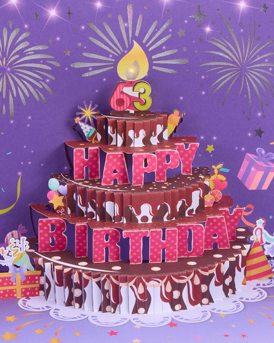 Purple Birthday Card with Music Firework