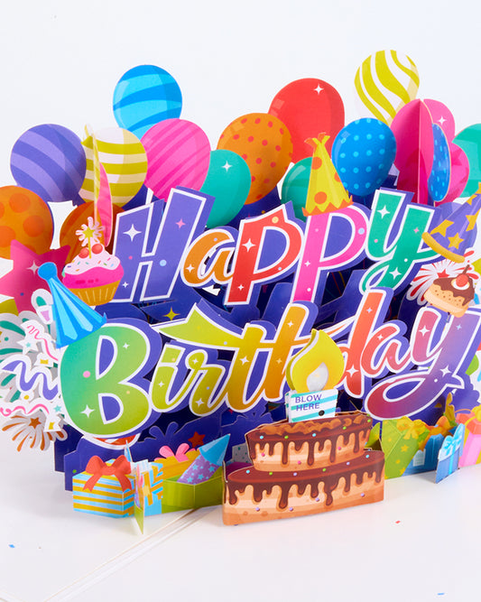 White Birthday Card with Blowable LED Candle